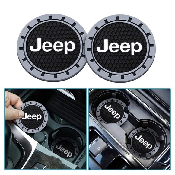 Jeep Logo Cup Holder Coaster Universal New Free Shipping Silicone Non Slip - Picture 5 of 8